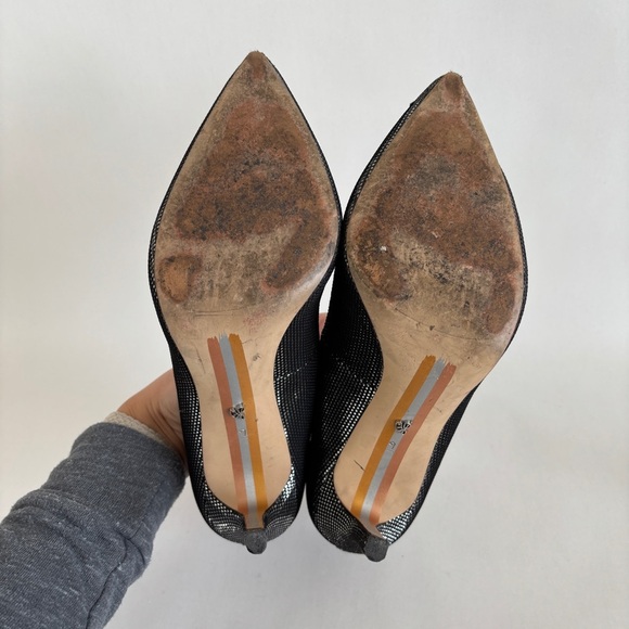 Sam Edelman womens Hazel Heels Black silver Metallic pointed toe size 9 - Picture 5 of 9